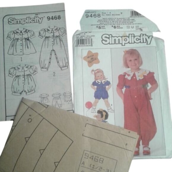 Simplicity Girls 1/2 - 6X Sewing Patterns Cut Dress Pinafore Romper DIY - Picture 7 of 13